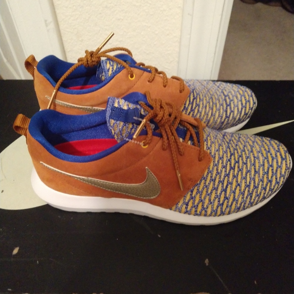 Nike Roshe NM Flyknit PRM Premium Blue Brown Mens